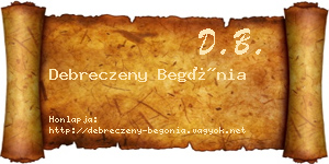 Debreczeny Begónia névjegykártya