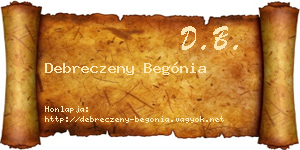 Debreczeny Begónia névjegykártya