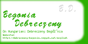 begonia debreczeny business card